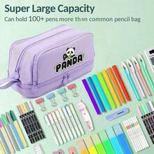 Panda Gel Pens Animal Theme Minimalist Style Soft Grip Click Type Smooth, Continuous Ink Quick Drying DIY Study Office Writing Black Quick Drying High Capacity Gel Pens, Large-Capacity Multi-Layer Pencil Case, Back To School Supplie Essentials Office Supplies Valentine's Day Gifts - Multicolor - View 5