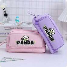 熊猫软握可按压可擦熊猫凝胶笔，学生礼品奖品，0.5毫米墨水，大容量多层铅笔盒，返校必备办公用品，情人节礼物 - 多色 - 查看 3