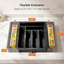 Expandable Cutlery Tray Holder, Drawer Organizer, Adjustable Tray, Organize Kitchen Silverware, Cutlery, Knives And Spoons With Labels, For Messy Kitchen, Bedroom Or Living Room Drawers - 灰色 - 查看 2