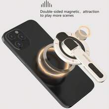 1pc Dual-Sided Magnetic Phone Holder, Foldable Rotating Tablet Desktop Stand, Phone Grip Holder, 360 Degree Rotatable Desk Mount, Portable Adhesive Back - Multicolor - View 3