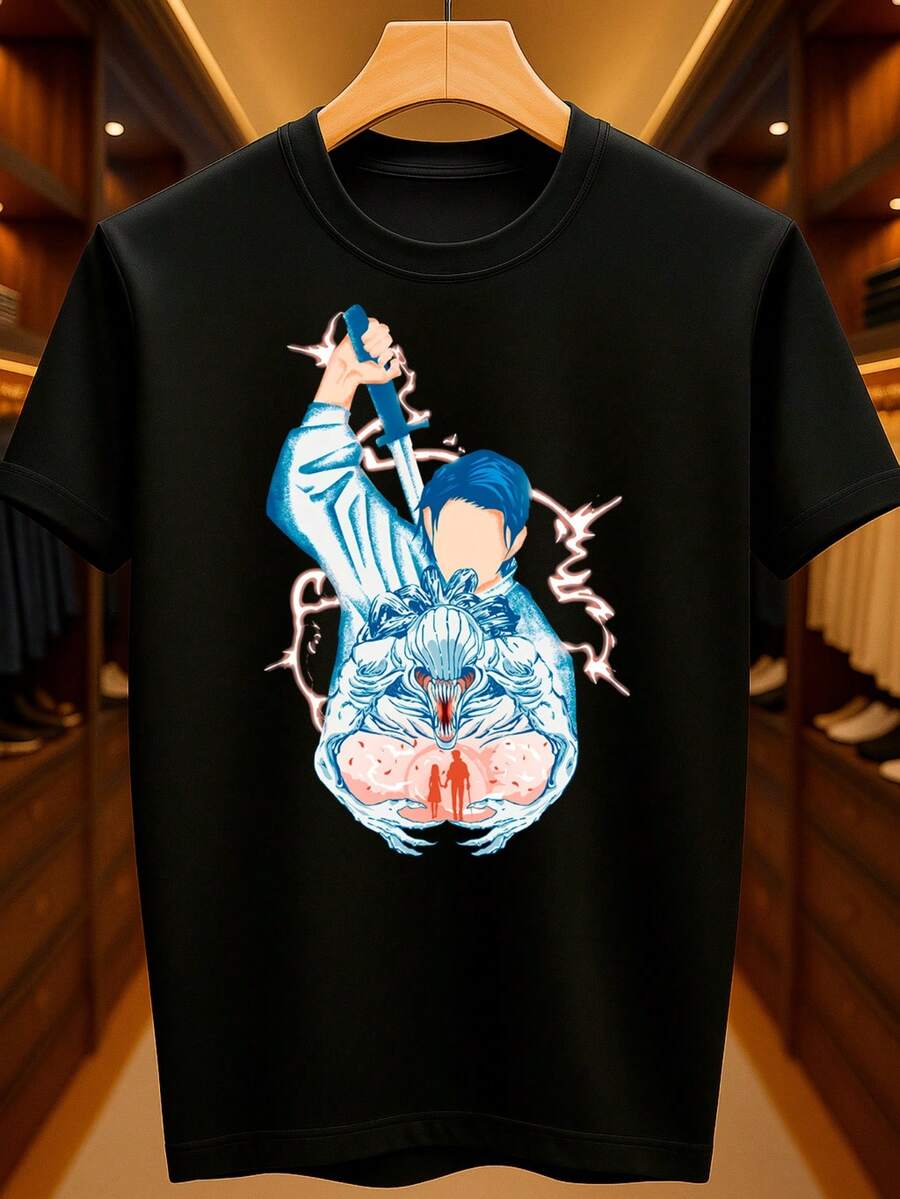 Yuta Okko Manga Anime Juju Kai Sorcerer Curse Basic Unisex T-Shirt 100% Premium Cotton – Men's And Women's | Casual, Streetwear, Plus Size, New Arrival With Immediate Shipping In Various Colors - 黑色 - 查看 1