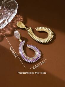 Sparkling AB Crystal Teardrop Hoop Earrings, Rhinestone Embellished For Party & Date Night - Multicolor - View 2