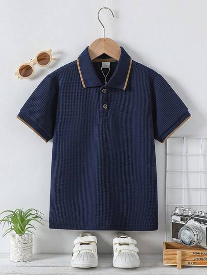 Áo polo tay ngắn kiểu dáng thường ngày cho bé trai, mùa hè.