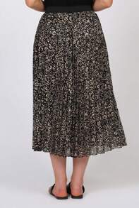 Naf Naf Pleated Midi Skirt Jupes Khaki Stainless Steel - Khaki - View 4