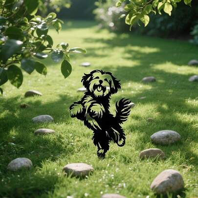 1pc Havanese Dog Metal Garden , Cute Outdoor Havanese Dog Decor, Excellent Garden Decoration, Perfect Christmas Gift, Powder Coated Metal Material