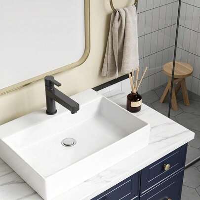 Baño artístico rectangular / redondo vaso de cerámica Baño - Baño moderno de vanidad de encimera, lavabo de porcelana, por encima del mostrador o instalar debajo