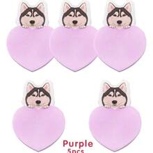 Cute Cartoon Animal Sticky Notes, School/Office Memo Pads - Purple Dog [5 Copies Given] - View 11