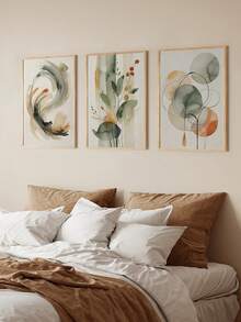 Conjunto de 3 pôsteres abstratos em tela, impressão artística de sálvia, arte de parede com plantas, arte de parede geométrica, arte de parede minimalista, decoração moderna para casa, decoração de parede para sala de estar, sem moldura. - Verde - Ver 8