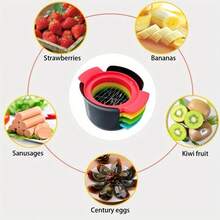 4pcs Egg Slicer, Stainless Steel Wire Egg Cutter With Plastic Non-Slip Base, Multifunctional Kitchen Tool For Boiled Eggs, Soft Fruits, Strawberries, Mushrooms, Easy To Clean - Multicolor - View 4