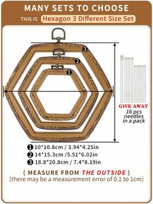 10个/套复古棕色仿木纹绣绷，形状各异，DIY手工十字绣框，捕梦网风铃挂环，采用优质ABS和PVC材料制成，配有金属挂钩，适用于家居装饰 - 棕色 - 查看 24