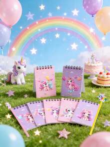 16件套独角兽笔记本及文具套装，包含独角兽主题笔记本、圆珠笔、迷你笔记本，可爱独角兽主题派对礼品，适合婴儿派对、生日、办公用品、学校奖励、复活节、返校礼物等场合。 - 角獸線圈本+獨角獸筆 - 查看 7