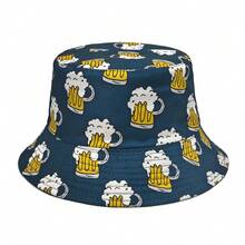 Fashionable Beer Print Reversible Bucket Hat, Unisex Outdoor Casual Sun Protection Beach Hat, Lightweight & Breathable, Spring/Summer - Beer - View 1