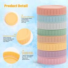 8 Pack Plastic Jar Lids, 8 Colored Reusable Jar Lid, 70mm Regular Mouth Lid Compatible With Mason, Leak Proof Storage Caps For Canning - Multi-colored - View 3