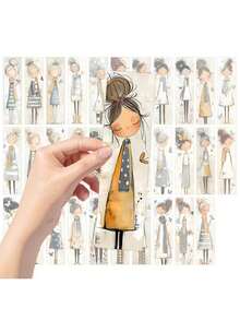 32pcs Creative Cute Butterfly Girl Bookmarks, Retro Minimalist Bookmark Set, Unique Abstract Girl & Butterfly Pattern Delicate Bookmarks, Colorful DIY Decorative Page Markers, Ideal For School Separation, Book Lovers, Students, Friends And Teachers, Perfect Reading Reward, Stationery And Reading Accessory Bookmarks, Spring Easter Teacher's Day Birthday Gift - 彩色 - 查看 5