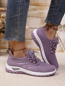 2026 Novo Lançamento Sapatos Esportivos Casuais de Moda Feminina em Tecido Sólido com Cadarço, Confortáveis, Respiráveis, Antiderrapantes e Duráveis, Modelo Baixo com Cadarço e Logotipo Lateral com Design de Escama de Peixe, Adequado para Uso Interno/Externo, Opções de Várias Cores, Presente Ideal para Mulheres, Todas as Estações - Branco - Visão 2