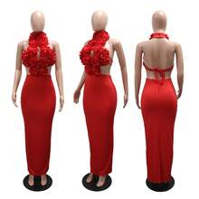 Vestido de alta calidad, nuevo y de gran , vestido de noche sexy con hombros descubiertos y gran flor, regalo perfecto para damas. - Rojo - Ver 6
