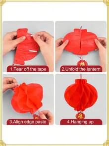 10 piezas/Set Linternas de Año Nuevo Chino, Decoraciones de Linternas Rojas, Linternas Rojas con Carácter FU DIY para Colgar, para Decoración del Año Nuevo Lunar y Festival de Primavera, Linternas Colgantes Festivas para Fiesta, Inauguración de Tienda, Año Nuevo y Festival de Primavera, Decoración del Hogar, Decoración Colgante para Árboles - Estilo linterna - Ver 6