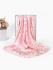 1PC Women's Fashion Summer Chain Leopard Print 90cm Square Scarf Sun Protection Versatile Headwrap Bandana Suitable For Daily Wear - Pink - View 5