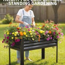 Large Raised Garden Box, Lightweight Garden Bed with Galvanize Lcony Legs, 400Lb Capacity, Metal Raised Planter Bed for Gardening, Vegetables, Flowers & Herbs, Brown, 48x24x32in - 48x24x32 pulgadas - Ver 1