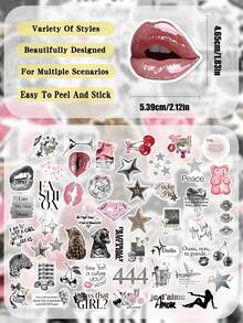 50pcs Silver Lucky Girl Stickers Scrapbook Skateboard Guitar Suitcase Scrapbook Decor DIY Graffiti Stickers - Silver Lucky Girl - View 2