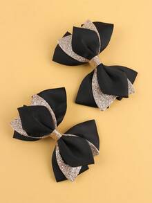 2入組小女童蝴蝶結裝飾鴨嘴夾 - 彩色 - 查看 4