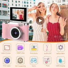 Máy ảnh kỹ thuật số cầm tay, máy ảnh kỹ thuật số chụp ảnh lật 180°, máy ảnh kỹ thuật số zoom 8X, camera độ phân giải cao 48MP với tự động lấy nét, chống rung, phù hợp cho người mới bắt đầu và người lớn, máy ảnh kỹ thuật số HD (pin sạc 800mAh) - Nhiều màu - Xem 12