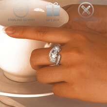 1pc 925 Silver Shiny Cubic Zirconia Unique Floral Design Open Ring, Elegant Bridal Party Cocktail Ring Suitable For Daily Wear, Wedding, Anniversary, Valentine's Day Gift - Silver - View 5