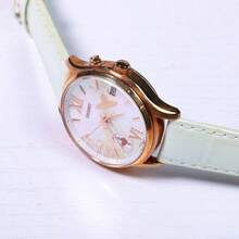 Orient Women's Elegant Quartz Watch With Date Display And Roman Numerals, Rainbow Dial Rose Gold Fashion Dress Watch With Leather Strap - Multicolor - View 3