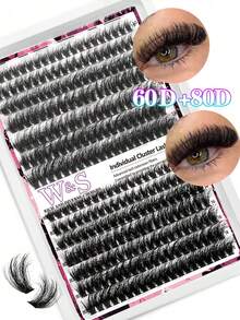 Waloshow 280 tufos de cílios individuais volumosos, curvatura 60D+80D, 10-16mm, para você mesma aplicar cílios postiços, super densos e naturais, ultramacios, reutilizáveis, ideais para iniciantes, perfeitos para o dia a dia, festas, festivais de música, Halloween e muito mais. - D - Ver 1