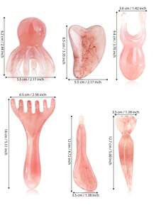1/2/3/4/5/6件套面部美容按摩工具组合套装，女士面部提拉按摩，刮痧，眼部按摩，头部按摩多功能肌肉放松小工具 - 粉色 - 查看 3