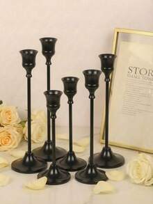 Ramadan Moon/Star Candle Holders, Black Metal Cone Candle Holder Set, Decorative Candle Holders For Dining Table, Home Decor, Room Decor, Party And Holiday Decor With Stars, Moons, Lanterns - A Perfect Gift For Family And Friends - Black - View 20