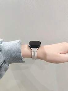 1pc Women's Nylon Braided Watch Band Strap Compatible With 38/40/41/42/44/45/49mm Ultra/SE/8/7/6/5/4/3/2/1 - Starlight - View 5