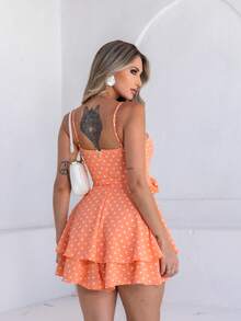 Basic Printed Jumpsuit With Padded Cups - Duna Premium - Aperol + White Powder - View 2
