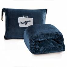 Comfort Fly 2-In-1 Travel Blanket & Pillow – Ultra Soft Micro Plush Airplane Blanket With Built-In Carry Case (40" X 70") – Lightweight, Compact & Machine Washable Travel Essential - Gray - View 2