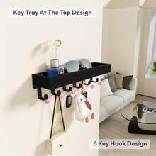 Key Holder For WallKey Older  Mount - Wooden Key Ooks   Wit Mail Organizer And 6 Ooks 2 Installat Ways Key Anger Key Rack Wit Self  Entryway Ling Room Droom Offome R Black - màu đen - Xem 3