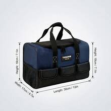TKIGZNW T009-1-12 工具包，宽口设计，耐用复合材料，收纳整理，内置口袋方便快速取用 - 寶藍色 - 查看 2