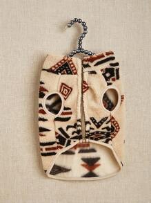 PETSIN 1pc Cute Geometric Pattern Cat & Dog Universal Pet Vest, Fluffy Pet Sweater For Cats & Dogs, Autumn/Winter - Multicolor - View 2