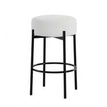 CuisinSmart Bar Stools Set Of 2, 24" Counter Height Backless Bar Stools With Boucle Sherpa Seat And Footrest, Modern Kitchen Island Stools For Counter, Dining, Bar - White - View 2