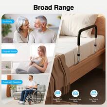 SanBouSi Bed Assist Bar With Tool-Free Installation, Height Adjustable Bed Rail For Elderly & Seniors, 300lbs Capacity Non-Slip Bedside Handle For Fall Prevention Safety - Black - View 5