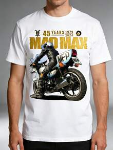 T-shirt da uomo Mad Max 974 con motivo motociclistico giallo, maglietta adatta a tutte le stagioni e per il tempo libero. - Bianco - Visualizzare 9