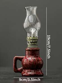 1 件陶瓷窑烧釉家用油灯，带手柄和灯罩，可调节灯芯露营油灯，室内陶瓷油灯烛台，带灯芯的煤油灯，带火控旋钮的油灯/飓风灯 - 油燈 - 查看 15