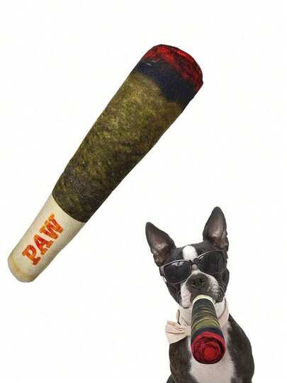 1个随机颜色趣味互动狗狗玩具，雪茄造型毛绒玩具，带吱吱作响的牙齿，创意咀嚼玩具，适合小型和中型犬 - 酷炫可爱的狗狗生日毛绒礼物