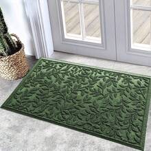 ¡RecomendadoBulijojo - Felpudo de entrada para interiores y exteriores, duradero y resistente, tapete de bienvenida de goma natural gruesa, absorbente, antideslizante, alfombra de entrada fácil de limpiar, 17 x¡Top de Temporada - Hojas verdes - Ver 15
