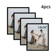 12 X 16"/16 X 20" Picture Frame With Plastic Sheet , Display For 12 X 16 /16 X 20 Poster , Wall Gallery Photo Frames , Black  , Set Of 4 - Black - 4pcs - View 14