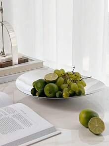 1 Stück nordischer Stil Edelstahl Obstplatte, hochwertige Dessertschale, elegante Nachmittagstee Süßigkeiten Platte, Zuhause Snack Serviertablett, Luxus Wohndekoration, Kaffeetisch Obstplatte, Aufbewahrungstablett - Silber - Übersicht 2