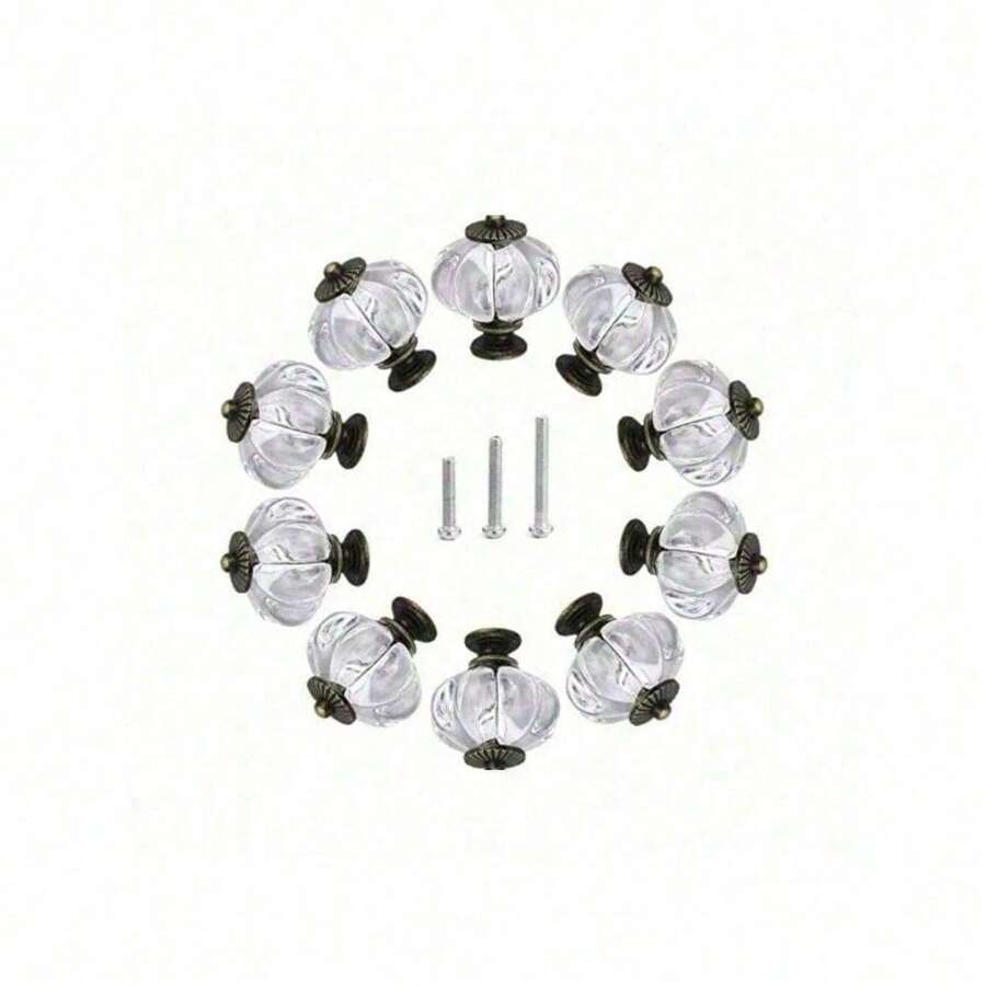 Acrylic Cabinet Knobs, Clear Pumpkin Dresser Knobs Antique Vintage Decorative DIY Handles Pulls For Wardrobe, Closet, Drawers, Kitchen Furniture Or Kids Room With 3 Sized Screws - Ring - View 1