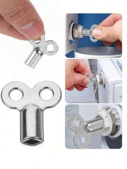3/1pc Zinc Alloy Radiator Vent Key, Radiator Vent Key Switch, Radiator Accessories, Square Vent Key Small Key, Suitable For HVAC Valves, High Quality, Adopts EU Standard Connection Thread, Applicable For Pipe Maintenance, Neutral Interface, Vent Key