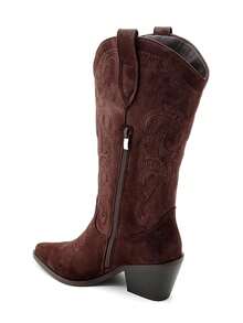 Bottes Western In Suède And Broderies Arabesques - Brown - View 3