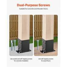 4x4 Post Base 10 Pcs, Inner Size 3.6x3.6 Inch / 91.44x91.44 Mm Post Brackets, Heavy Duty Carbon Steel Decking Posts, Wood Posts Brackets For Pavilion Deck Railing Support Deck Base Plate, Black - Post Base 2.0mm Thick 4x4 Inch (10 Pcs) - View 3