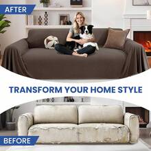 YSTYLE Sofa Cover For 1/2/3/4 Seater, Non-Slip Sofa Cover, Anti-Scratch Sofa Scarf For Cats And Dogs, Furnishing Cloth, Large Stain-Resistant Sofa Scarf - Coffee Brown - View 6